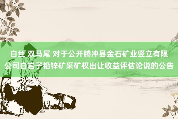 白丝 双马尾 对于公开腾冲县金石矿业竖立有限公司白岩子铅锌矿采矿权出让收益评估论说的公告