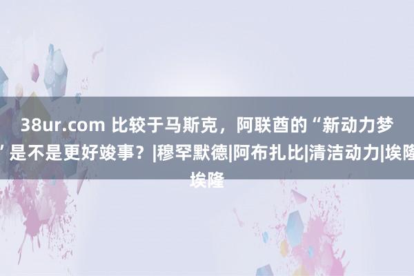 38ur.com 比较于马斯克，阿联酋的“新动力梦”是不是更好竣事？|穆罕默德|阿布扎比|清洁动力|埃隆