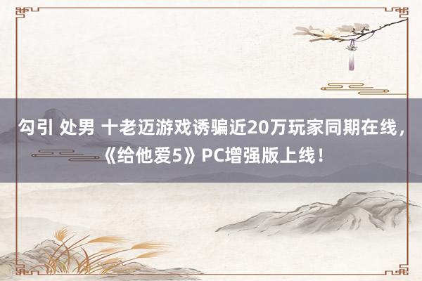 勾引 处男 十老迈游戏诱骗近20万玩家同期在线，《给他爱5》PC增强版上线！