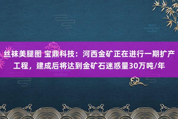 丝袜美腿图 宝鼎科技:河西金矿正在进行一期扩产工程,建成后将达到金矿石迷惑量30万吨/年